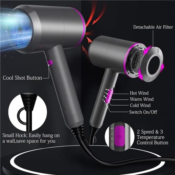 Ionic Hair Dryer 2000W Salon Performance AC Motor Styling Tool/Hair Dryer - Picture 3 of 8
